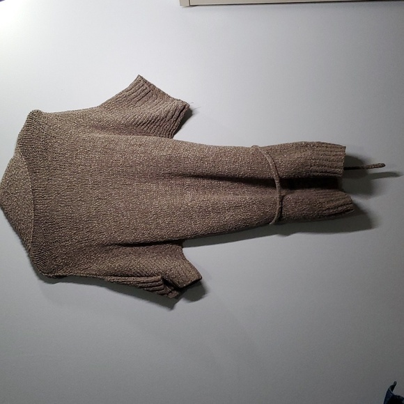 Ann Taylor Loft Lounge sweater women's size medium brown tweed tie oversize - Picture 6 of 6